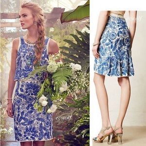 Anthropologie Moulinette Soeurs Bleuet Embroidered Skirt Size 8